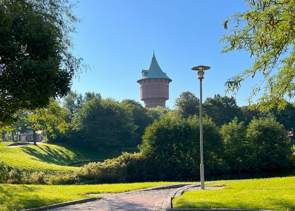 Blick auf den Wasserturm in Cuxhaven
