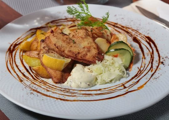 Fischgericht im Restaurant Duhner Landhaus